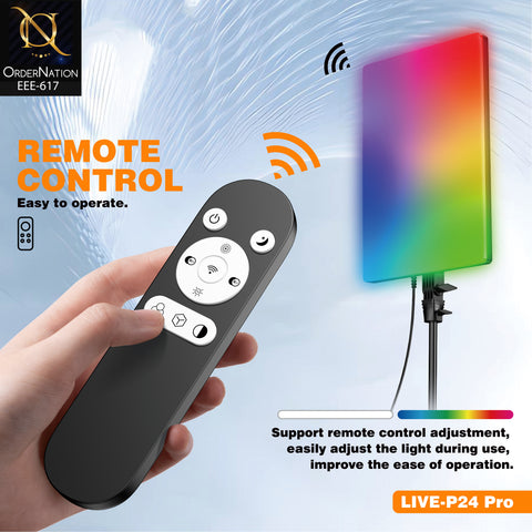 PLOKAMA LIVE-P24 Pro 80W RGB LED Studio Panel Light, 3200K–6500K, Remote Control & 270° Rotation
