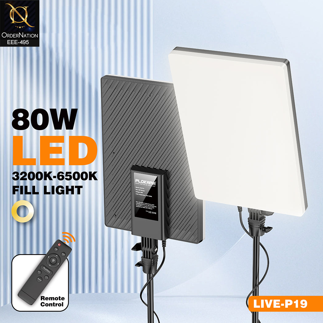 Plokama LIVE-P19 Professional 80W LED Video Panel Light with Remote Control