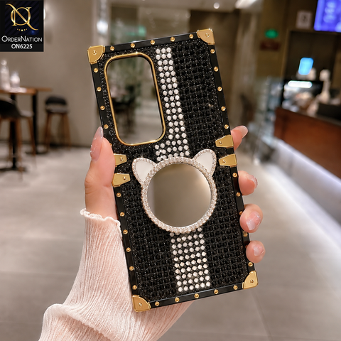 Infinix Hot 60 Pro Plus Cover -  Black - New Glamorous Bling Phone Cover with Crystal Animal Design Ring Holder