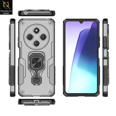 Xiaomi Redmi 14C Cover - Gray - New High Grade Quality Armor Case With Metal Ring And KickStand