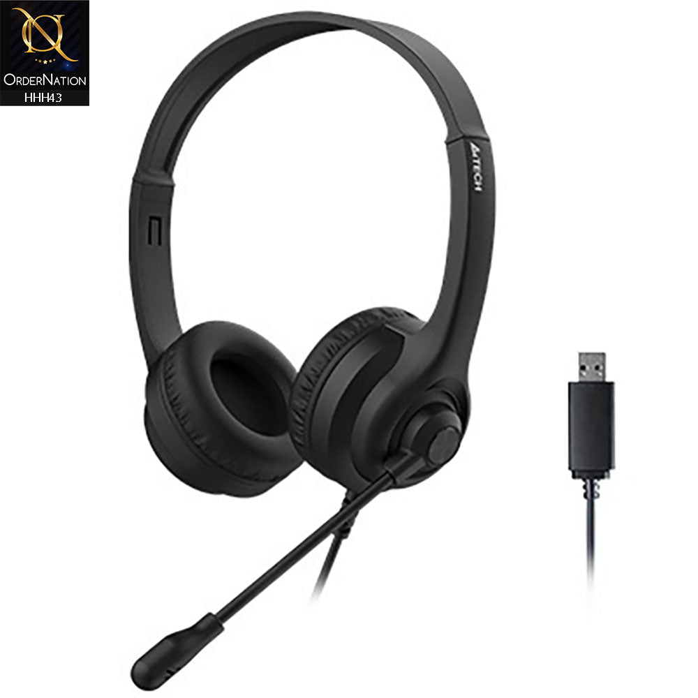 A4Tech HU-8 USB Stereo Headset - For PC, Laptop - Black