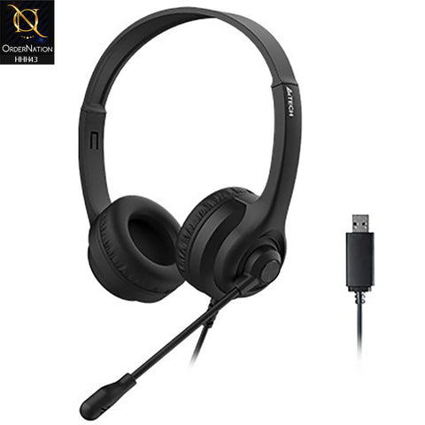 A4Tech HU-8 USB Stereo Headset - For PC, Laptop - Black