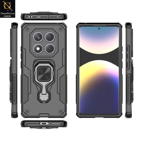 Xiaomi Redmi Note 14 Pro Plus 5G Cover - Black - New High Grade Quality Armor Case With Metal Ring And KickStand