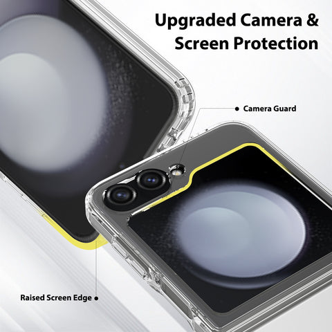Samsung Galaxy Z Flip 6 Cover - Transparent - ONation Crystal Series - Premium Quality Clear Case No Yellowing Back With Smart Shockproof Cushions