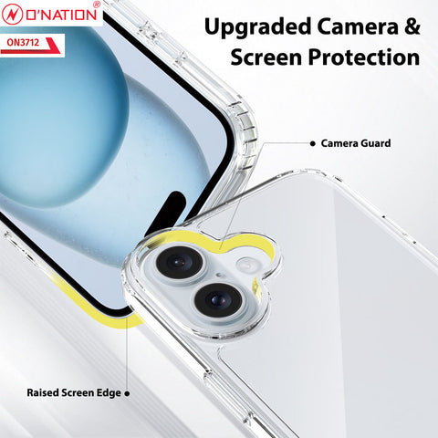 iPhone 16 Cover - Transparent - ONation Crystal Series - Premium Quality Clear Case No Yellowing Back With Smart Shockproof Cushions
