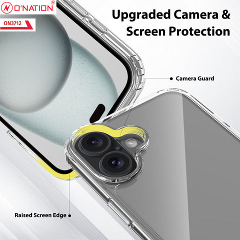 iPhone 16 Plus Cover - Transparent - ONation Crystal Series - Premium Quality Clear Case No Yellowing Back With Smart Shockproof Cushions