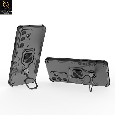 Samsung Galaxy F17 Cover - Black - New High Grade Quality Armor Case With Metal Ring And KickStand