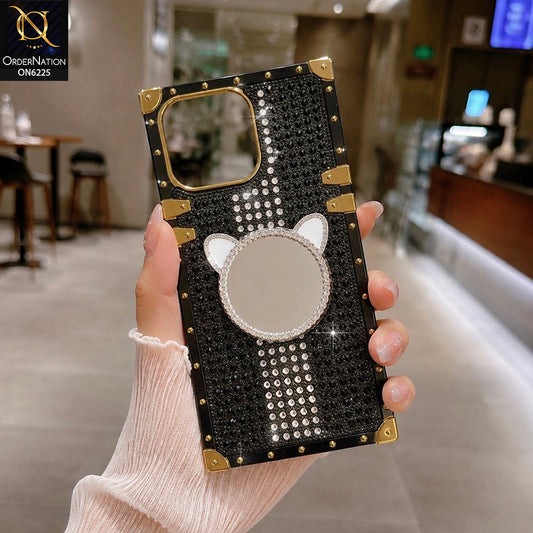 iPhone 16 Pro Max Cover -  Black - New Glamorous Bling Phone Cover with Crystal Animal Design Ring Holder