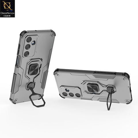 Samsung Galaxy A26 Cover - Gray - New High Grade Quality Armor Case With Metal Ring And KickStand