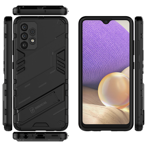 Samsung Galaxy A72 Cover - Black - New Ultra Punk TPU Shockproof Phone Case with Kickstand And Camera Protection