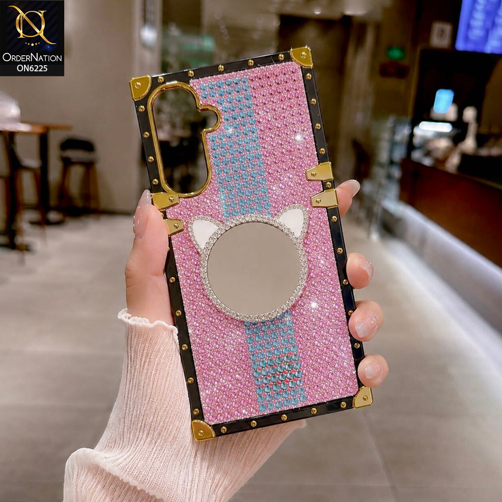 Samsung Galaxy A18 Cover -  Pink - New Glamorous Bling Phone Cover with Crystal Animal Design Ring Holder