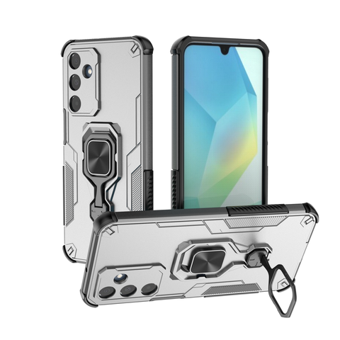 Samsung Galaxy S25 FE Cover - Gray - New High Grade Quality Armor Case With Metal Ring And KickStand