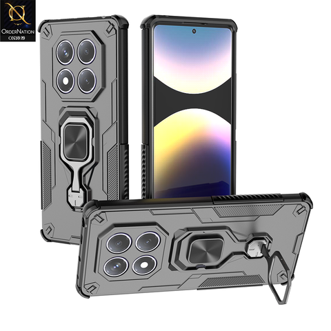 Xiaomi Redmi Note 14 Pro 5G Cover - Black - New High Grade Quality Armor Case With Metal Ring And KickStand