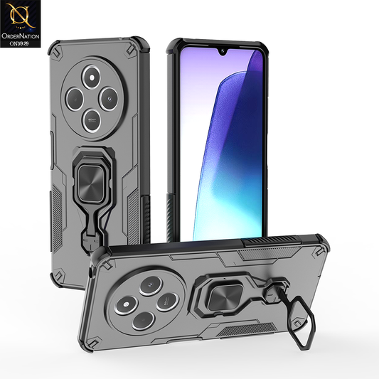 Xiaomi Redmi 14R Cover - Black - New High Grade Quality Armor Case With Metal Ring And KickStand