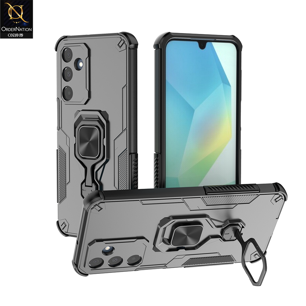 Samsung Galaxy A35 Cover - Black - New High Grade Quality Armor Case With Metal Ring And KickStand