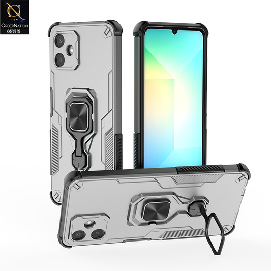 Samsung Galaxy A06 Cover - Gray - New High Grade Quality Armor Case With Metal Ring And KickStand