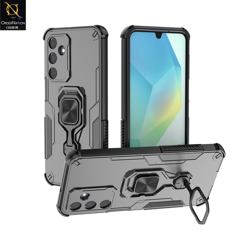 Samsung Galaxy A55 Cover - Black - New High Grade Quality Armor Case With Metal Ring And KickStand
