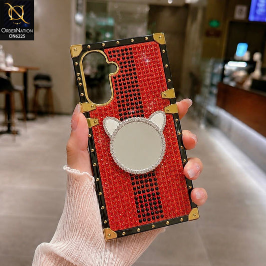 Samsung Galaxy M17 Cover -  Red - New Glamorous Bling Phone Cover with Crystal Animal Design Ring Holder