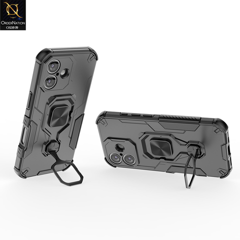 iPhone 17 Cover - Black - New High Grade Quality Armor Case With Metal Ring And KickStand