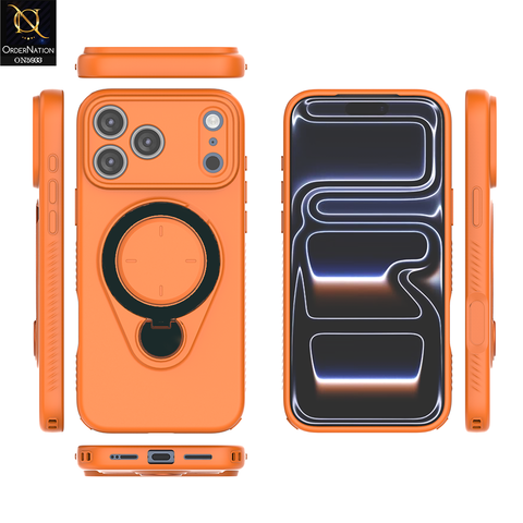 iPhone 17 Pro Cover - Orange - MagSafe Compatible Case with Foldable Kickstand