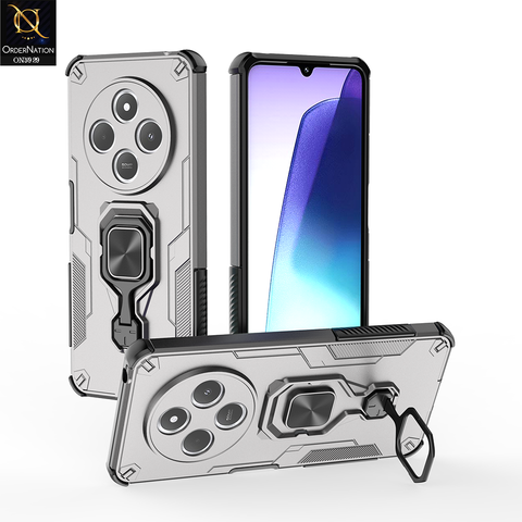 Xiaomi Redmi 14C Cover - Gray - New High Grade Quality Armor Case With Metal Ring And KickStand