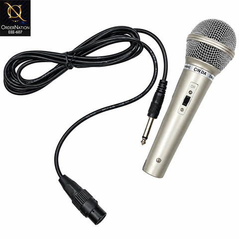 DM-701 Wired Dynamic Microphone with 3m Cable, ON/OFF Switch & Metal Body for Singing & Karaoke with 6.5mm Jack