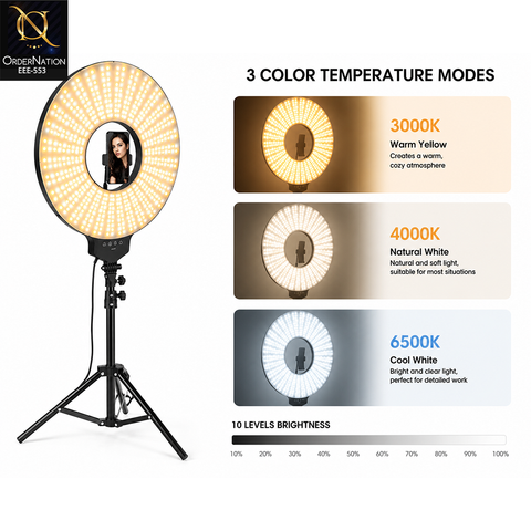FW-321 LED Soft Ring Light with Remote Control Adjustable 3000K-6500K Professional Lighting Kit (Without tripod)