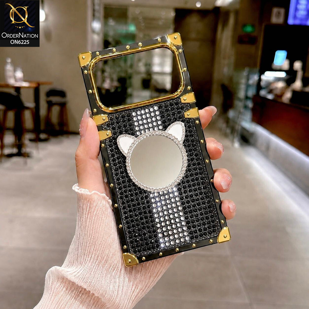 iPhone 18 Pro Max Cover -  Black - New Glamorous Bling Phone Cover with Crystal Animal Design Ring Holder