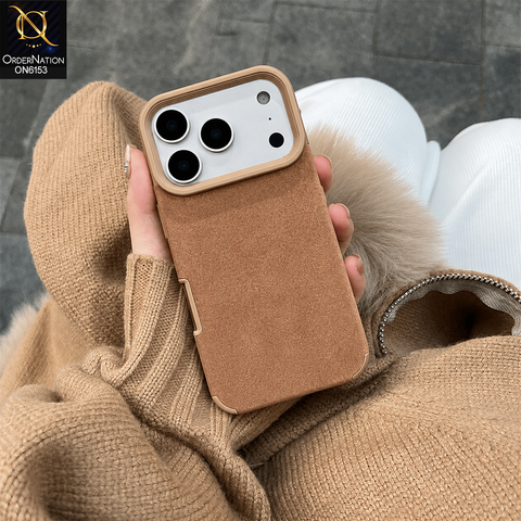 iPhone 17 Pro Cover - Brown - Luxury Matte Soft Suede Leather Phone Case with Camera Protection