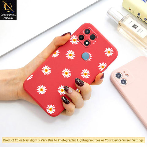 Oppo A15 Cover - ONation Daisy Series - HQ Liquid Silicone Elegant Colors Camera Protection Soft Case