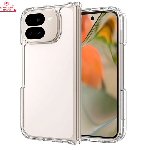 Google Pixel 10 Pro Fold Cover - Transparent - ONation Crystal Series - Premium Quality Clear Case No Yellowing Back With Smart Shockproof Cushions