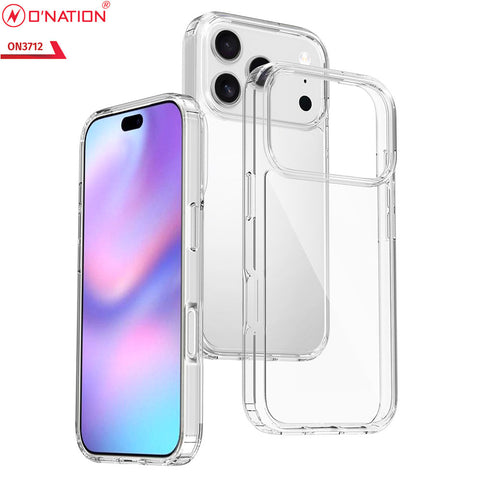 iPhone 17 Pro Cover - Transparent - ONation Crystal Series - Premium Quality Clear Case No Yellowing Back With Smart Shockproof Cushions