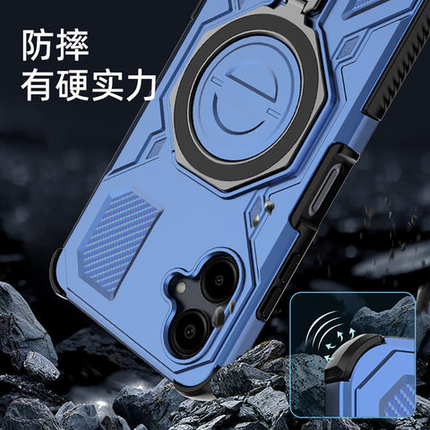 Samsung Galaxy A06 Cover - Blue -  MagSafe Compatible Case with Kickstand Ring Holder TPU Shockproof