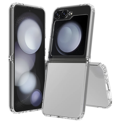 Samsung Galaxy Z Flip 5 5G Cover - White - ONation Matte Series - Premium Quality Matte Clear Case No Yellowing Back With Smart Shockproof Cushions