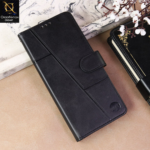 Realme C85 Pro Cover - Black  - Premium Leather Megantic Flip Book Covers With Card Holding Option