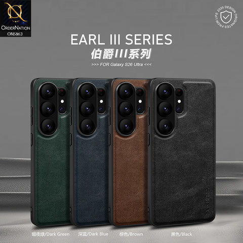 Samsung Galaxy S26 Ultra Cover - Green - New X-LEVEL- Earl III Series - Case Business Plain Leather Anti-drop Non-slip Slim Case