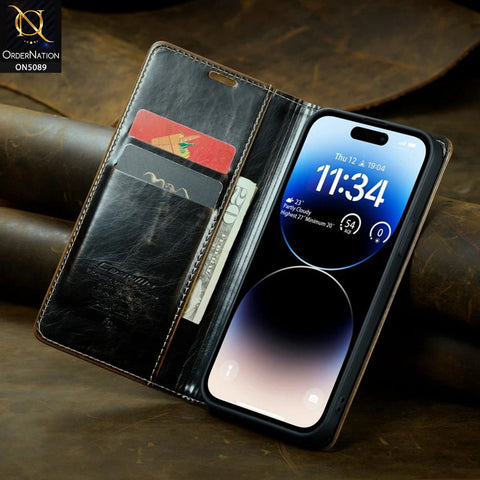 Samsung Galaxy S21 Ultra 5G Cover - Brown - CaseMe Classic Leather Flip Book Card Slot Case