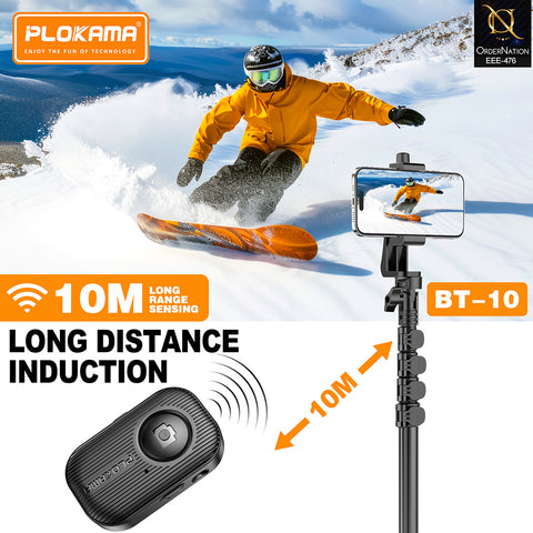 Plokama BT-10 Wireless Bluetooth Camera Remote Shutter for Smartphones – 10M Selfie Clicker