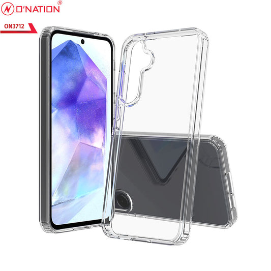 Samsung Galaxy A55 Cover - Transparent - ONation Crystal Series - Premium Quality Clear Case No Yellowing Back With Smart Shockproof Cushions