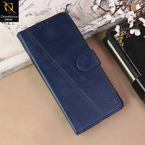 Realme 15 Pro Cover - Blue  - Premium Leather Megantic Flip Book Covers With Card Holding Option