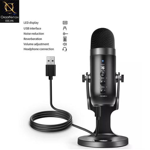 Jmary MC-PW8 Professional Usb Microphone For Podcasting, Gaming, Streaming, Recordings With Noise Reduction - Black