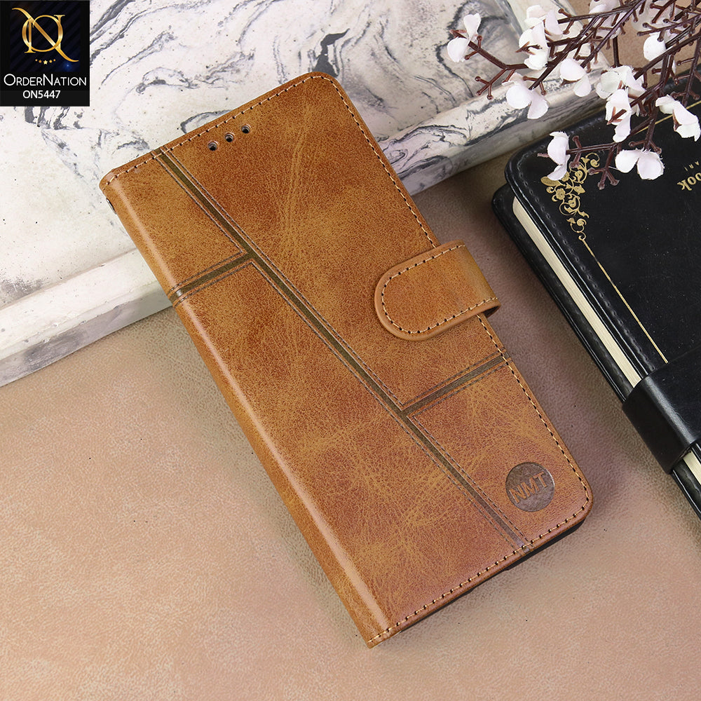 Oppo A6x 4G Cover - Light Brown  - Premium Leather Megantic Flip Book Covers With Card Holding Option
