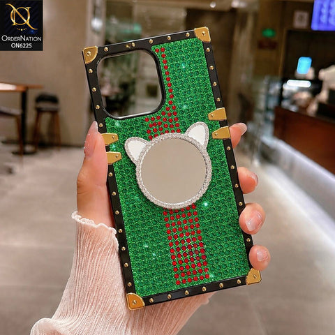 Infinix Hot 50i Cover -  Green - New Glamorous Bling Phone Cover with Crystal Animal Design Ring Holder