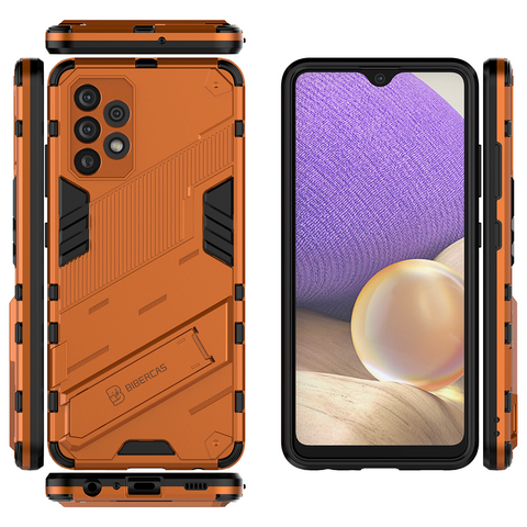 Samsung Galaxy A72 Cover - Orange - New Ultra Punk TPU Shockproof Phone Case with Kickstand And Camera Protection