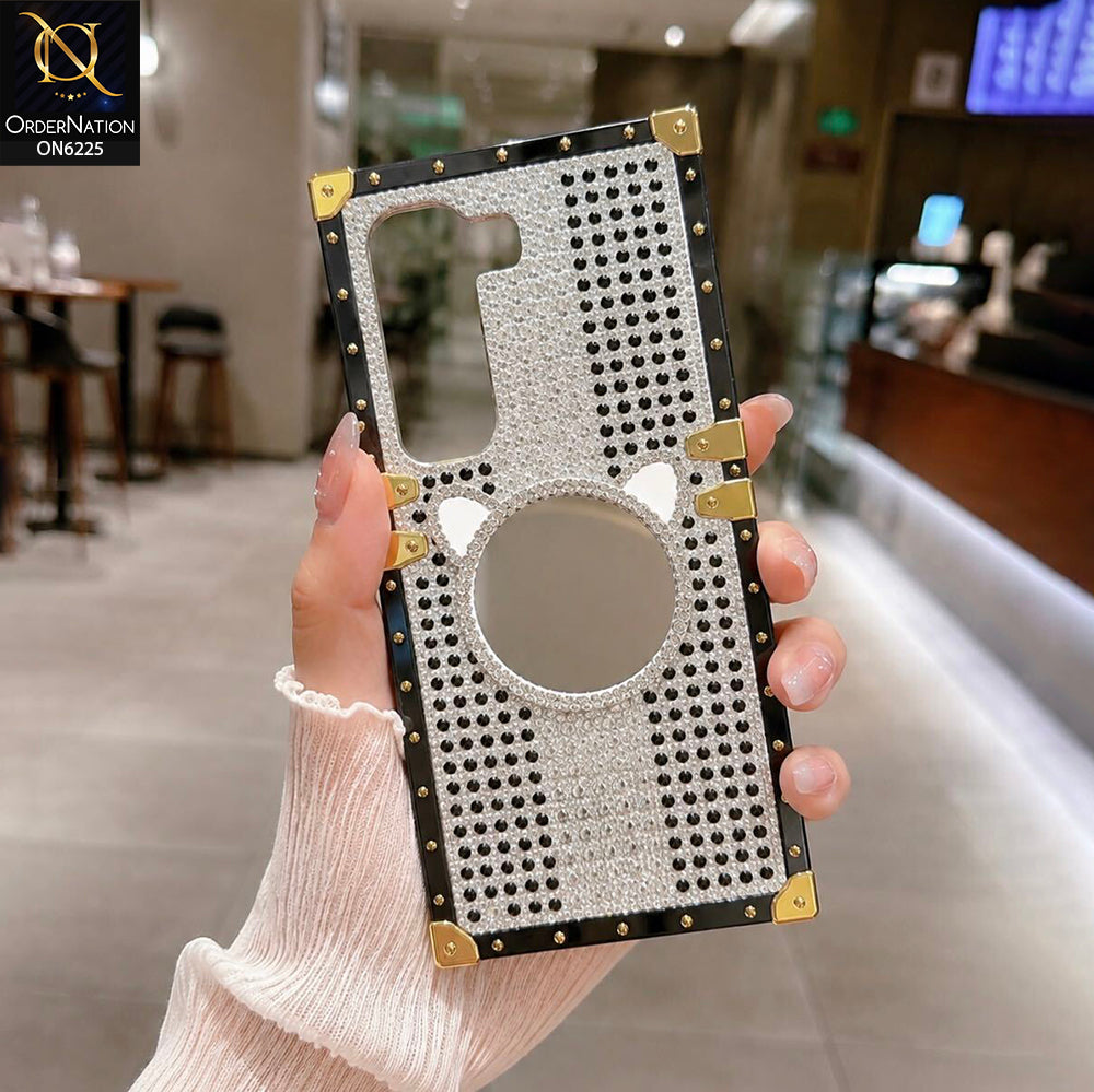 Infinix Hot 50 4G Cover -  White - New Glamorous Bling Phone Cover with Crystal Animal Design Ring Holder