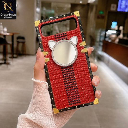 Infinix Smart 10 Plus Cover -  Red - New Glamorous Bling Phone Cover with Crystal Animal Design Ring Holder
