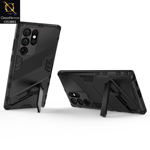 Samsung Galaxy S22 Ultra Cover - Black - New Ultra Punk TPU Shockproof Phone Case with Kickstand And Camera Protection