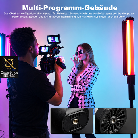 LS-188 25W Rechargeable RGB LED Video Light Stick with Remote Control & Removable Barn Doors for Photography, Vlogging & Live Streaming