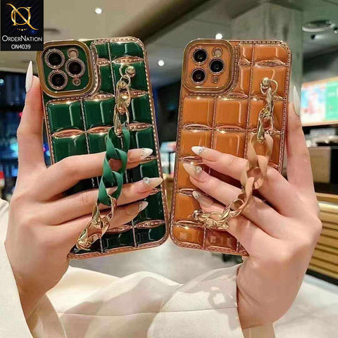 Vivo Y21e Cover - Brown - New Electroplated Soft Silicone Camera Protection Case With Chain Holder