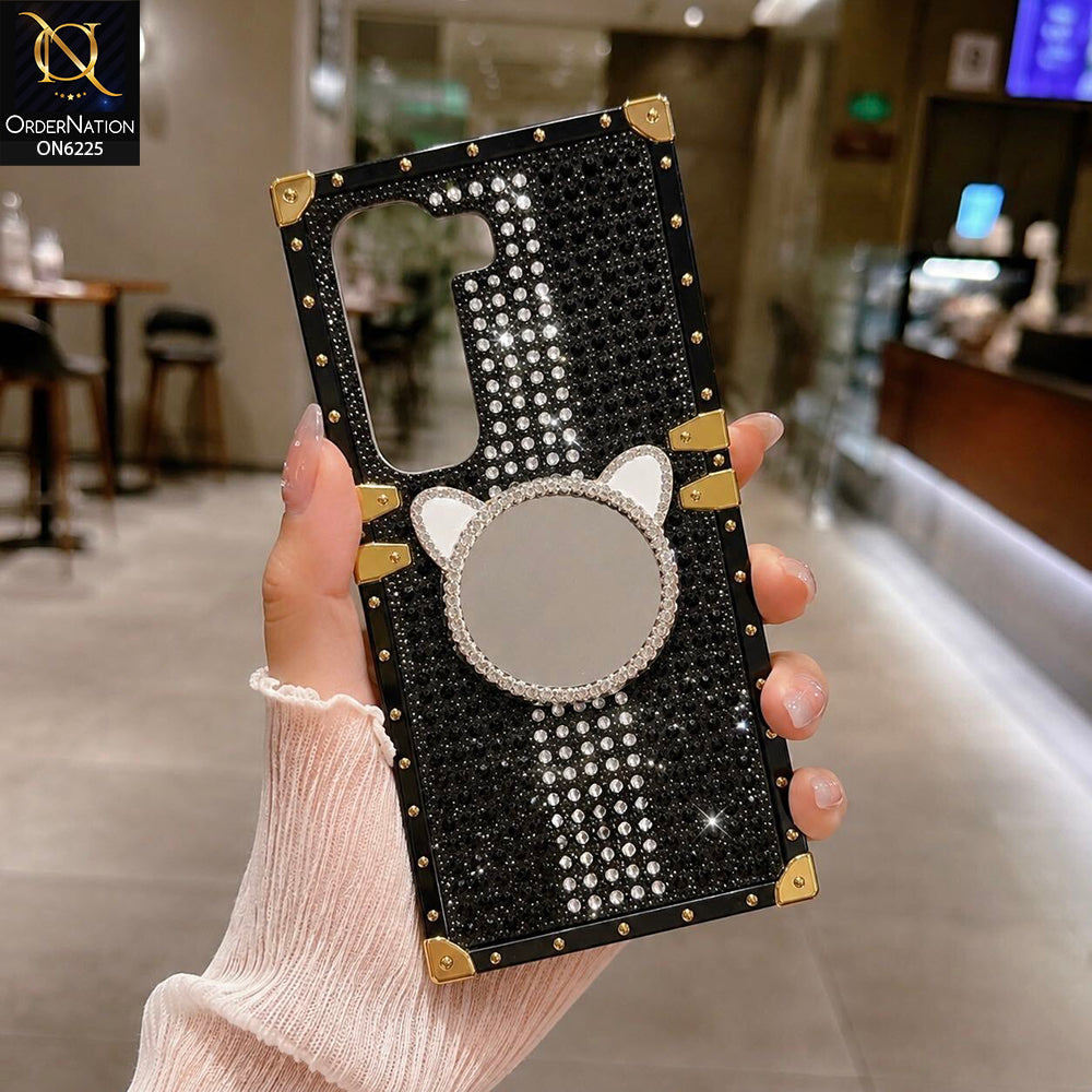 Infinix Hot 50 4G Cover -  Black - New Glamorous Bling Phone Cover with Crystal Animal Design Ring Holder